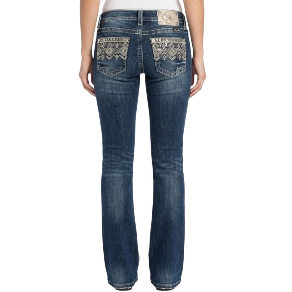 Miss Me Bootcut Jeans Womens 27 Dark Wash Embellished Embroidered MP8739B Y2K